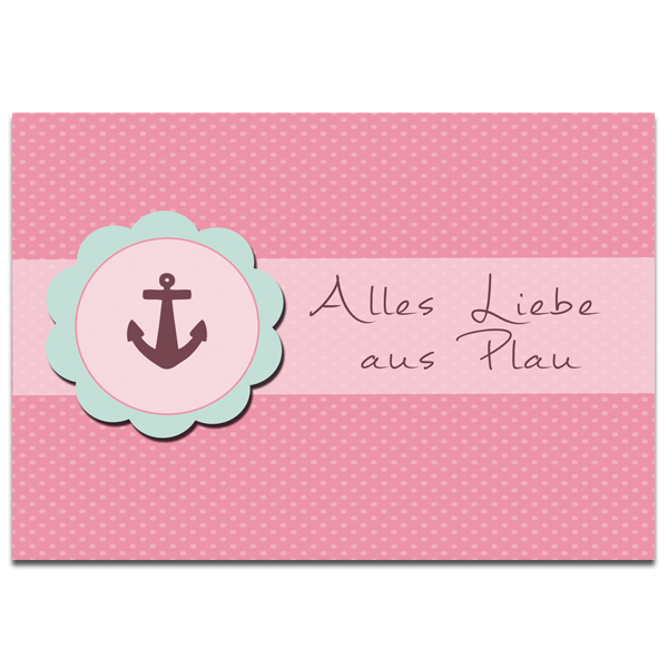 Plaupause: Postkarte "Alles Liebe aus Plau"