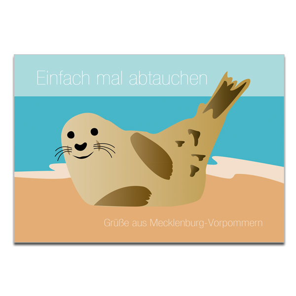 Postkarten Plaupause Mecklenburg Robbe Abtauchen